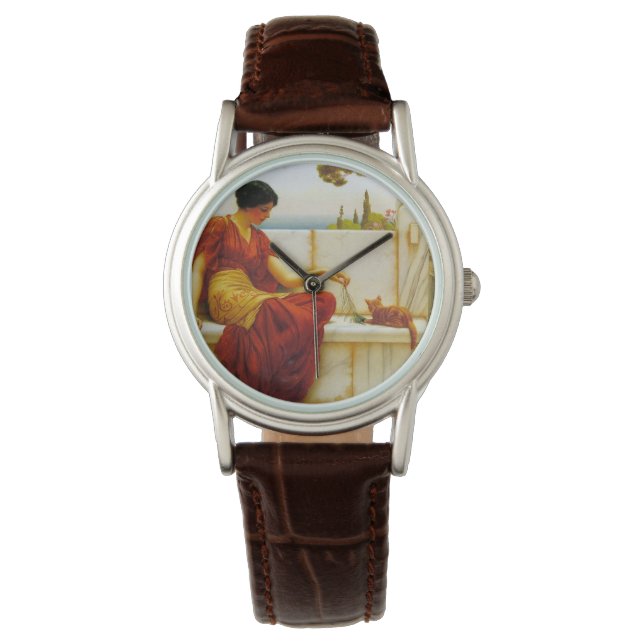 ロマン遊女性の猫お気に入りのと 腕時計 (正面)