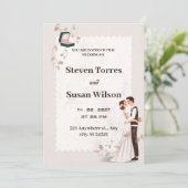 ロマン魅力的チベージュ描結婚式招待状 招待状 (スタンド正面)