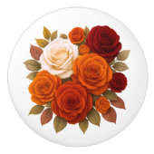 ロマン魅力的ティックバラテラコタルビーレッドオレンジ セラミックノブ (正面)