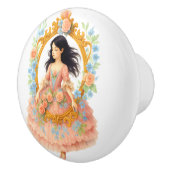 ロマン魅力的ティックヴィンテージガールフローラフレーム セラミックノブ (右)