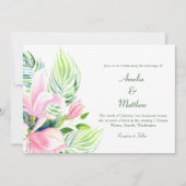 ロマン鮮やかカル熱帯フローラマグノリア結婚ズ 招待状 (正面)