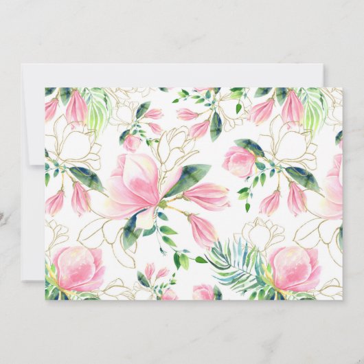 ロマン鮮やかカル熱帯フローラマグノリア結婚ズ 招待状 (裏面)