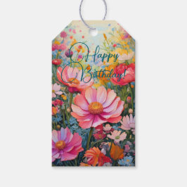 ロマン鮮やかティックフローラガーデン誕生日 ギフトタグ