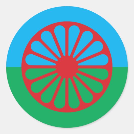 ロマ国旗のシール3"シート6 ラウンドシール (正面)