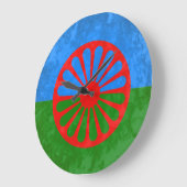 ロマ国旗 ラージ壁時計 (傾斜)