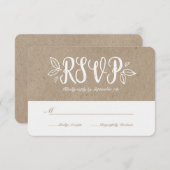 ロマ素朴ンスクフェイクラフト紙RSVP 出欠カード (正面/裏面)