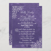 ロマ素朴ンスパープル結婚式招待状 招待状 (正面/裏面)