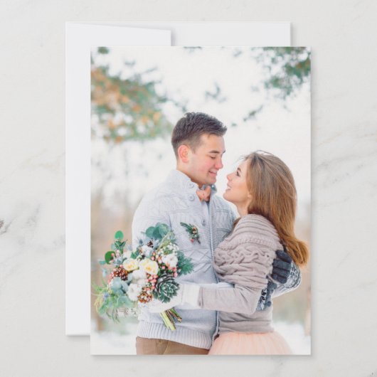 ロマ素朴ンス美しい二つ結婚の写真 招待状 (裏面)