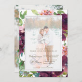 ロマ素朴ンス美しい二つ結婚の写真 招待状 (正面/裏面)