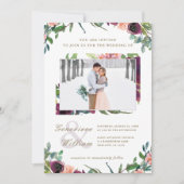 ロマ素朴ンス美しい二つ結婚の写真 招待状 (正面)