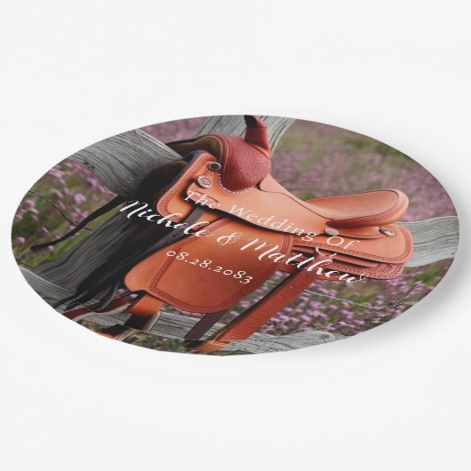 ロマ素朴ンス:フェンスサドル結婚 ペーパープレート (アングル)