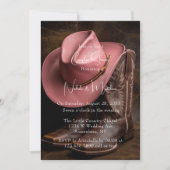 ロマ素朴ンス：ブーツ&ハットカップルのシャワー 招待状 (正面)