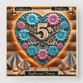 ロマ素朴ンス：5周年記念チャーム スクエア壁時計 (正面)