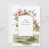 ロマi̇ントカモノグラム/シクラメン，ピンク感じグリー 招待状 (裏面)