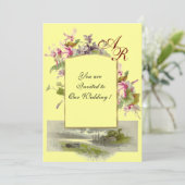 ロマi̇ントカモノグラム/シクラメン，ピンク色の緑 招待状 (スタンド正面)