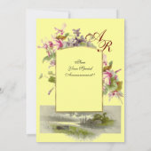 ロマi̇ントカモノグラム/シクラメン，ピンク色の緑 招待状 (裏面)