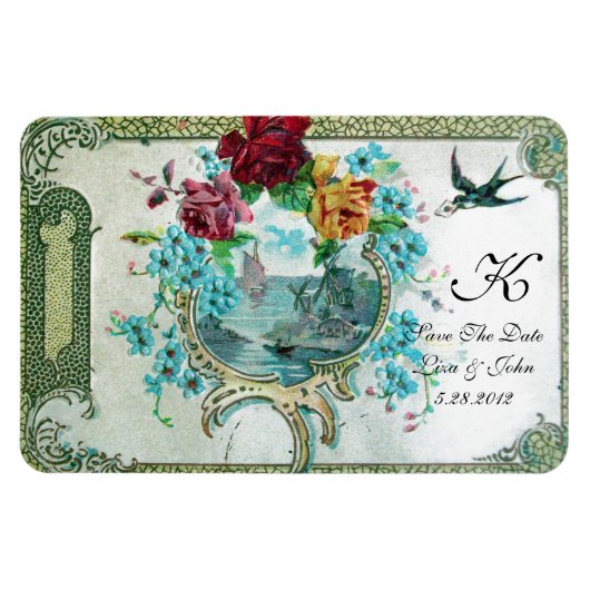 ロマi̇ントカ3 MONOGRAM,日付を保存,白 マグネット (横)