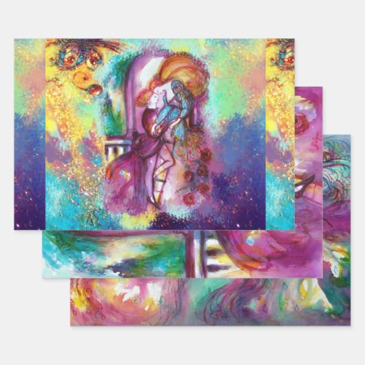 ロミオとジュリエットのロマンチックなバレンタインデー ラッピングペーパーシート (セット)