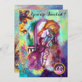 ロミオとジュリエットフローラブルー金ゴールドのキラキラ 招待状