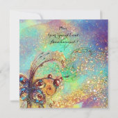 ロミオとジュリエットフローラブルー金ゴールドのキラキラ 招待状 (裏面)