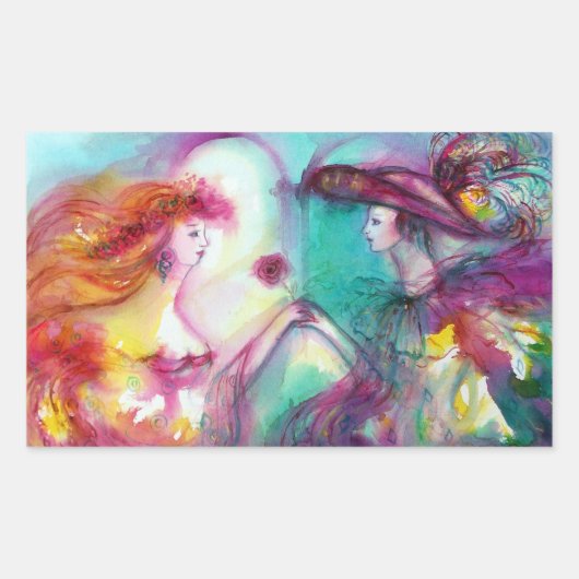 ロミオとジュリエット / ゴールド ブルー スパークル レクタングル 長方形シール (正面)