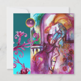 ロミオとジュリエット/ターコイズピンクのダマスク花柄 招待状