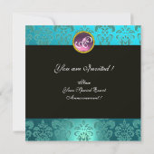 ロミオとジュリエット / ティールピンクのダマスク花柄の渦巻き 招待状 (裏面)