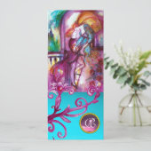 ロミオとジュリエット / ティールピンクのダマスク花柄 招待状 (スタンド正面)