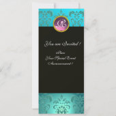 ロミオとジュリエット / ティールピンクのダマスク花柄 招待状 (裏面)