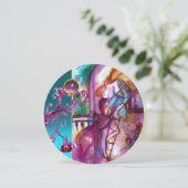 ロミオとジュリエット / ティールピンクのダマスク花柄 招待状 (スタンド正面)