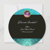 ロミオとジュリエット / ティールピンクのダマスク花柄 招待状 (裏面)