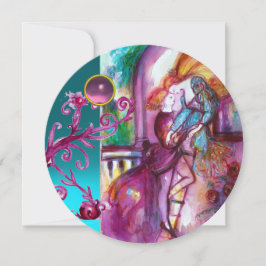 ロミオとジュリエット/ティール（緑がかった色）ピンクダマスクフローラ渦巻き 招待状