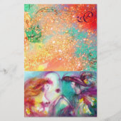 ロミオとジュリエット、ピンクグリーン金ゴールドスパークルモノグラム 便箋 (正面)