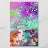 ロミオとジュリエット、紫のティール（緑がかった色）ブルーの金ゴールドきらめき 便箋 (正面)