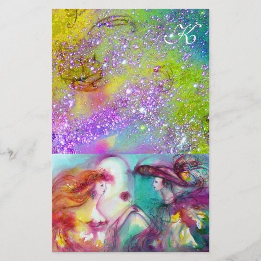 ロミオとジュリエット、紫の緑の金ゴールドの輝き 便箋 (正面)