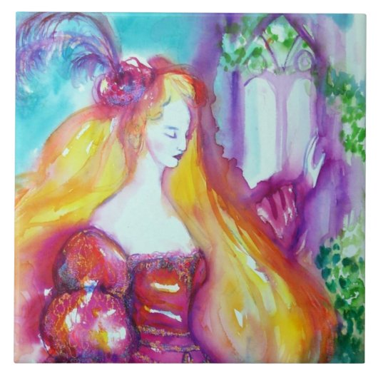 ロミオとジュリエバルコニーシーン水彩 タイル (正面)