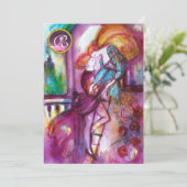 ロミオとジュリエピンクアクアブルー，ティール（緑がかった色）ダマスクフローラ 招待状 (スタンド正面)