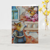 ロミオ&ジュリエットフィールドネズミウォーターカラーアート カード (黄色い花)