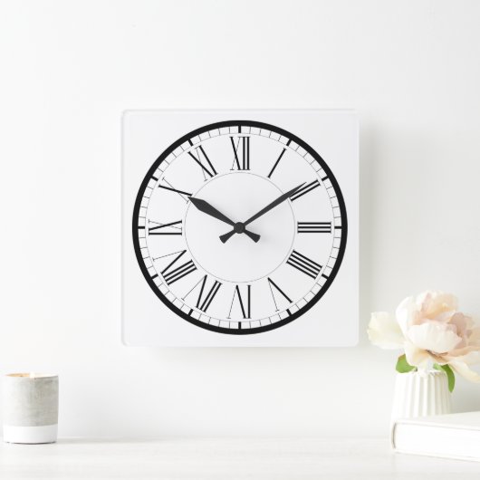 ロミッシュ・ジファーンルンドシュヴァルツヴァイス・クラッシッシュ スクエア壁時計 (ホーム)