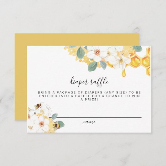 ロミー – フローラハニービーオムツラッフルチケットカード 招待状 (正面/裏面)