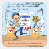 ロムニーがオバマの贈り物とカードおもしろいにジンガーを試す スクエアシール (正面)