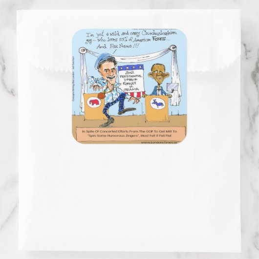 ロムニーがオバマの贈り物とカードおもしろいにジンガーを試す スクエアシール (バッグ)