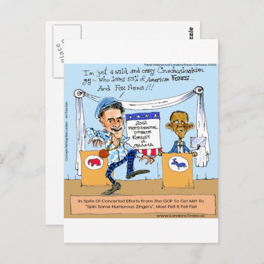 ロムニーがオバマの贈り物とカードおもしろいにジンガーを試す ポストカード (正面/裏面)