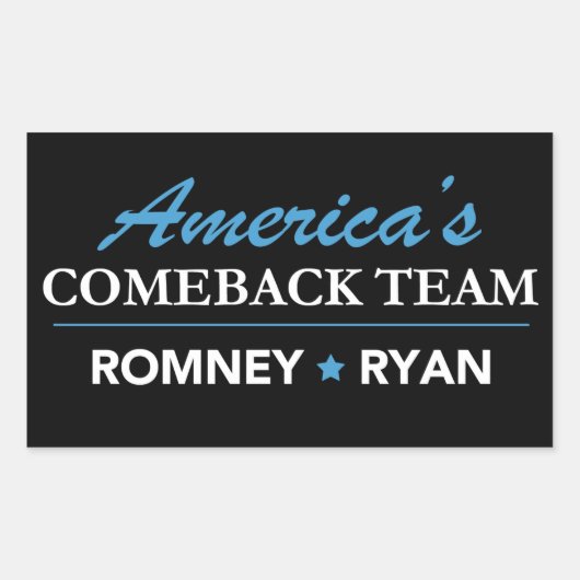 ロムニー・ライアン・アメリカのカムバックチーム長方形 長方形シール (正面)