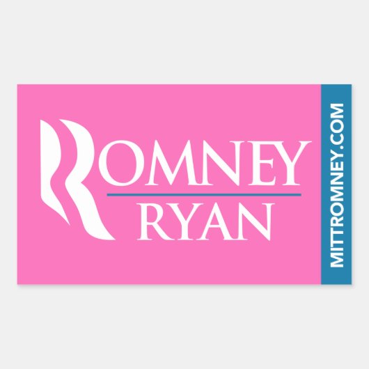 ロムニーRyanロゴステッカー長方形ピンク 長方形シール (正面)
