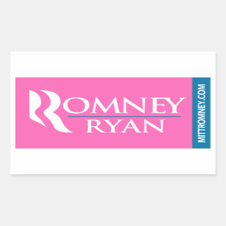 ロムニーRyanロゴステッカー長方形ピンク 長方形シール