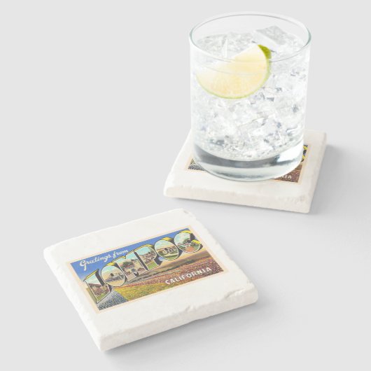 ロムポックカリフォルニアCAヴィンテージラージレター ストーンコースター (横)