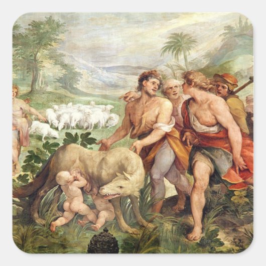 ロムルスはオオカミに吸い込まれた スクエアシール (正面)