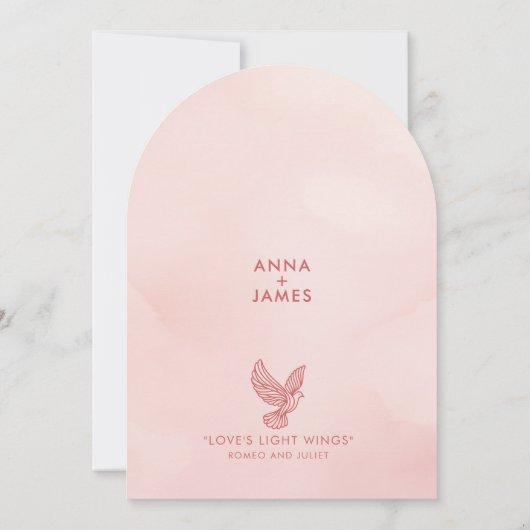 ロメエレガントオとモダンジュリエット引用文ピンク 招待状 (裏面)