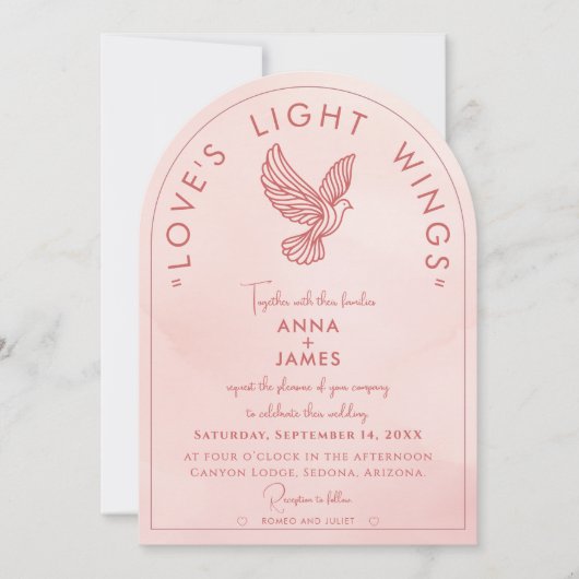 ロメエレガントオとモダンジュリエット引用文ピンク 招待状 (正面)
